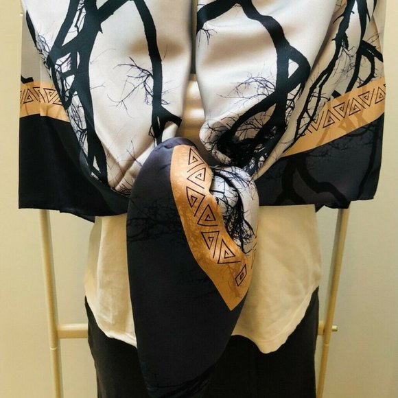 COPY - 100% SILK SCARF - SILVER/GREY/BLACK- 44" X 44" - Picture 2 of 7